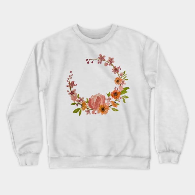 asymmetrical floral wreath Crewneck Sweatshirt by dreamtravel